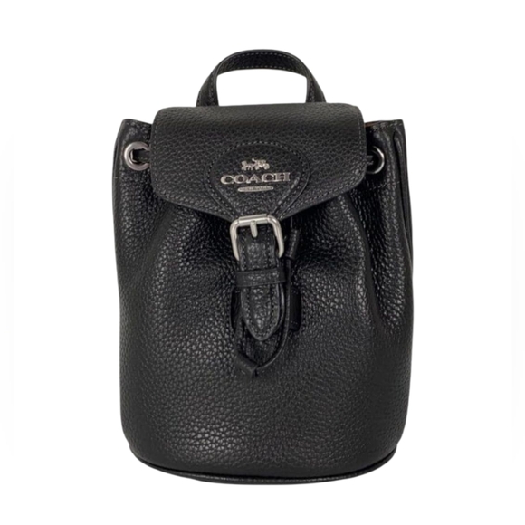 Coach Black Leather Backpack - Picture 1 of 8